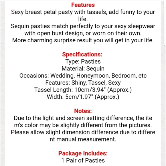 Sequins Heart Shape Tassels Reusable Pasties - Picture 7 of 7